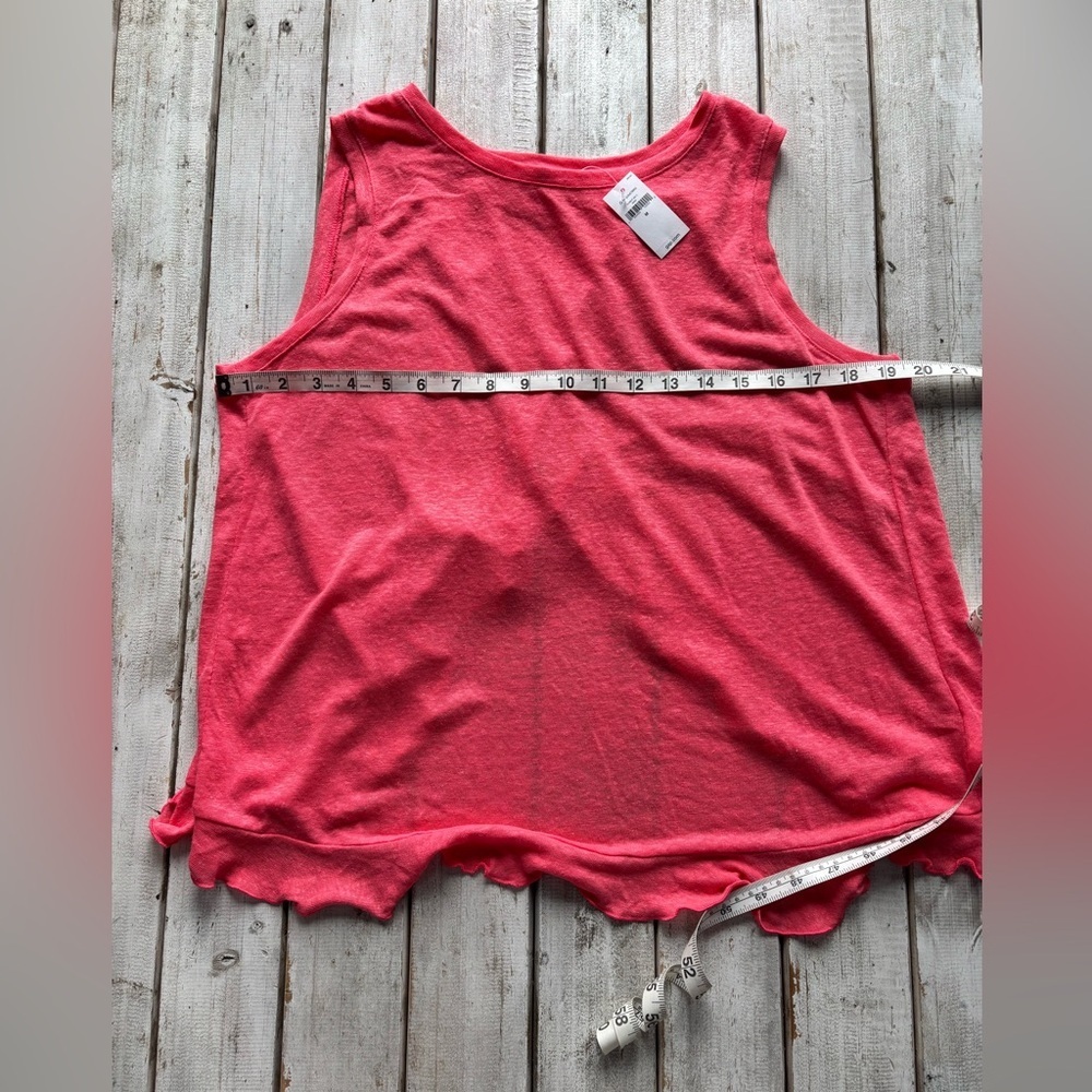 GAP Coral Linen Blend Tank Top Open Ruffle Back Sleeveless Size M - Picture 5 of 13